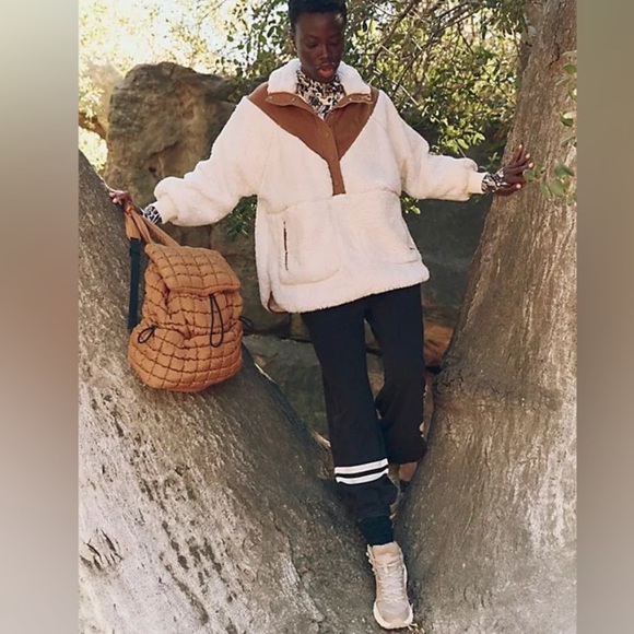 Free People Movement Fall To Rise Fleece Quarter Snap Pullover Fleece Brown NWOT - Picture 15 of 16